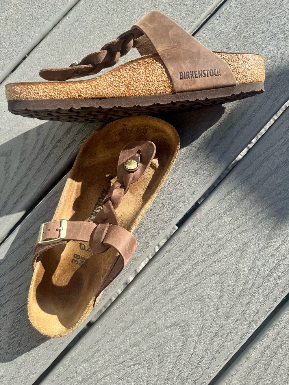 Birkenstock Women’s Brown Gizeh Braided Toe-Post Sandals 38